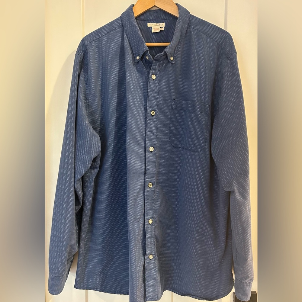 Carbon2Cobalt Men's Blue Casual Button-Down Shirt
